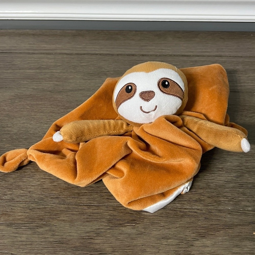 Pro Goleem Sloth Security Blanket Baby Lovey Plush Brown Satin Lined